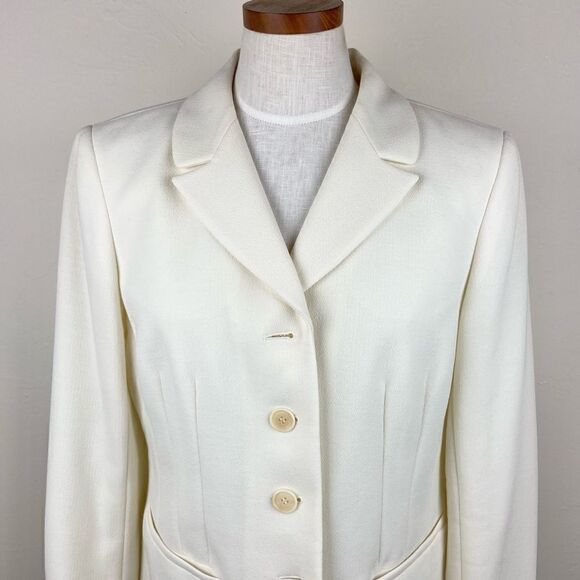 Lafayette 148 Virgin Wool Blazer Jacket - Ivory - Picture 3 of 6